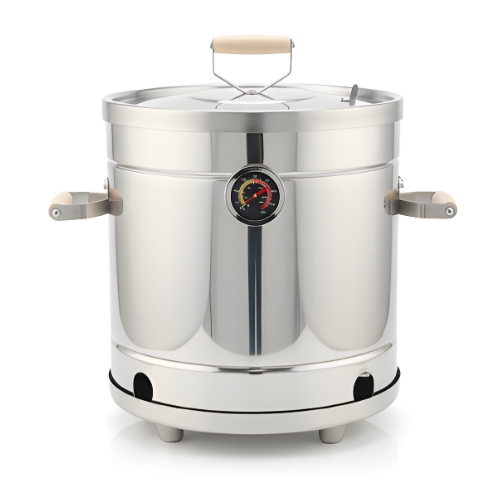 Detalle del asador de barril